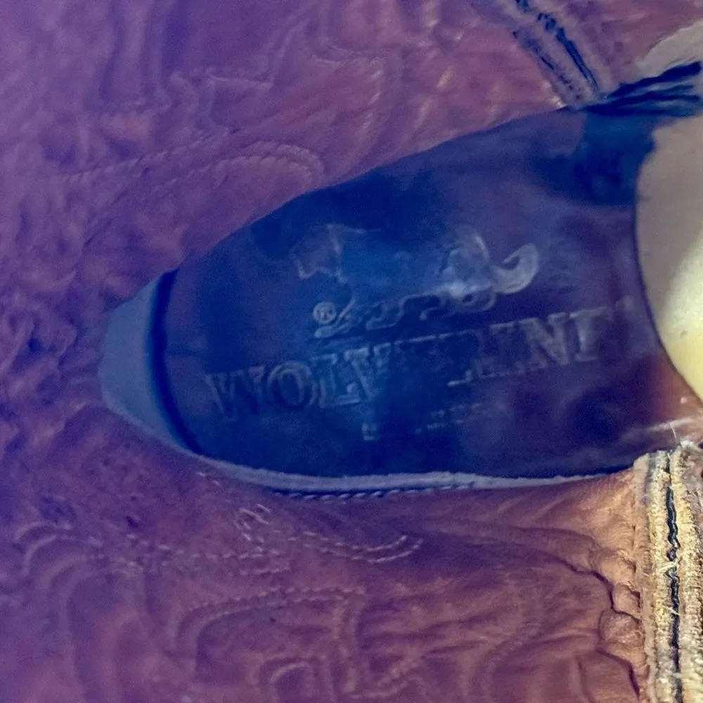 WOLVERINE MEN 9.5 Tan / butterscotch‎ Leather Western Cowboy Boots